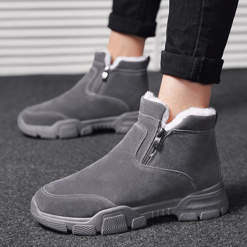 Leather Men's Winter Boots with Fur 2024 Warm Snow Boots Men Winter Work Casual Shoes Sneakers High Top Rubber Ankle Boots