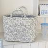 Vintage Velvet Peony Storage Basket With Floral Pattern For Home Organization