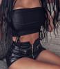 High Waist Elastic Leather Shorts - Slimming Hip Lifting Motorcycle Style Women's PU Pants