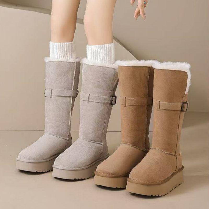 Thick-soled Long Tube Women's Medium Tube Boots 2025 New Winter Velvet Thickened Fashionable Versatile Warm Snow Boots Women