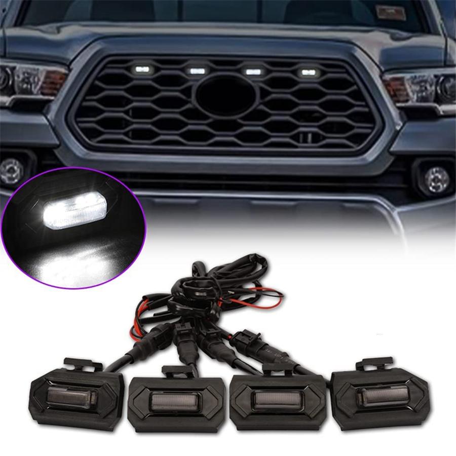 4x 12V Car Smoke Lens LED Grille Light Kit White Lamp For Toyota Tacoma 2020-21