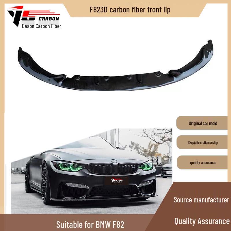 Fits 2014-2020 BMW M4 F82: 3D Style Carbon Fiber Front Lip, Shovel, Chin, Spoiler