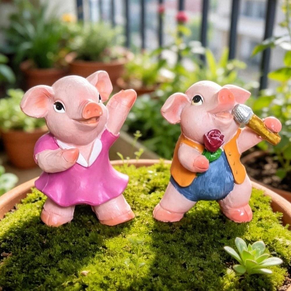 4Pcs music pigs Pig Ornaments Cute Pig Pig Decor Exquisite Pig Sculpture Home