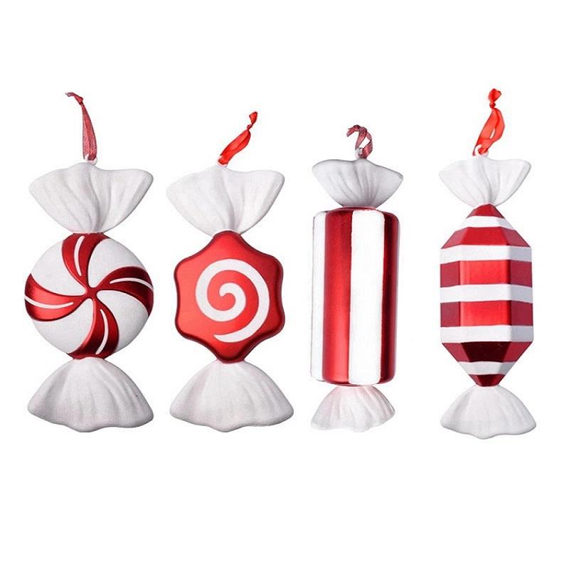 4PCS Big Christmas Ball Ornaments Red Candy Cane Xmas Tree Hanging Pendants Navidad New Year Home Decorations 2024 Natal Gift