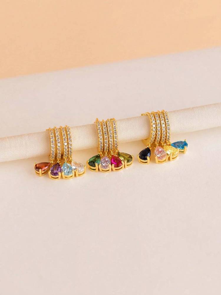 Copper Colorful Zircon Simple Fashion Water Drop Hoop Earring For Women Dating Partyt High Quality Fine Jewelry