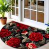 1Pcs Vintage Rose Crescent Print Semi Circle Welcome Doormat Non-Slip for Outdoor Patio Porch Kitchen Bathroom Entryway Floor Mat