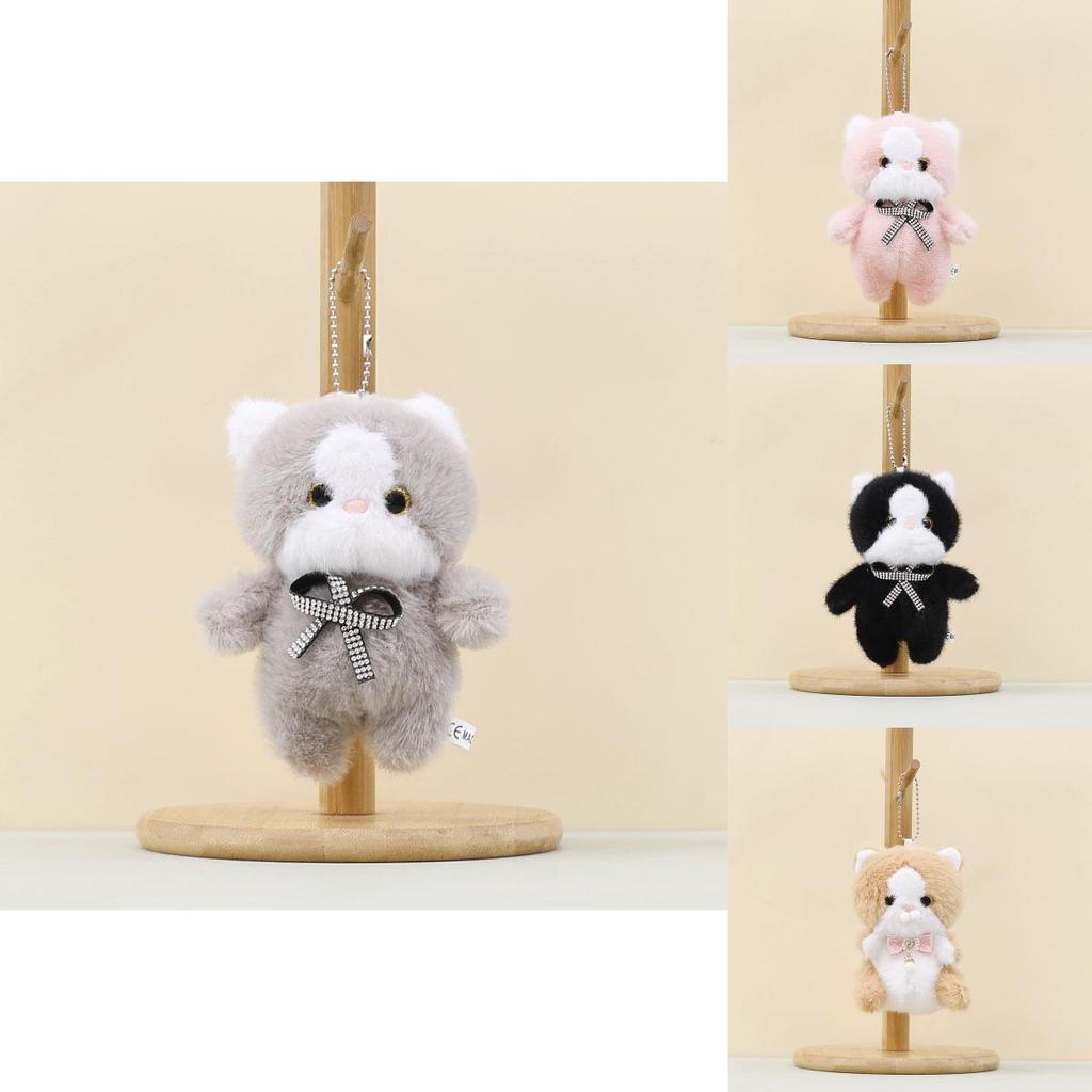 Plush Cat Keychain With Pp Cotton Filling For Cute Bag Decor