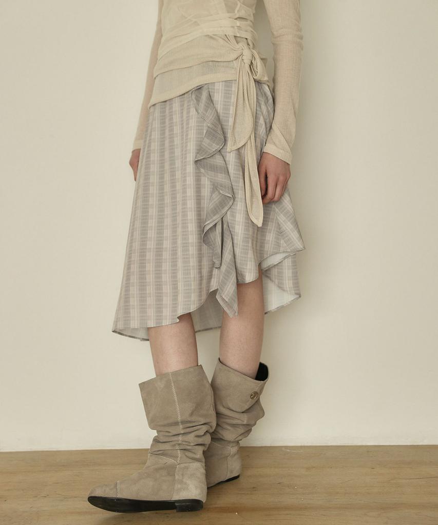 Auro Frill Check Skirt [Lavender]