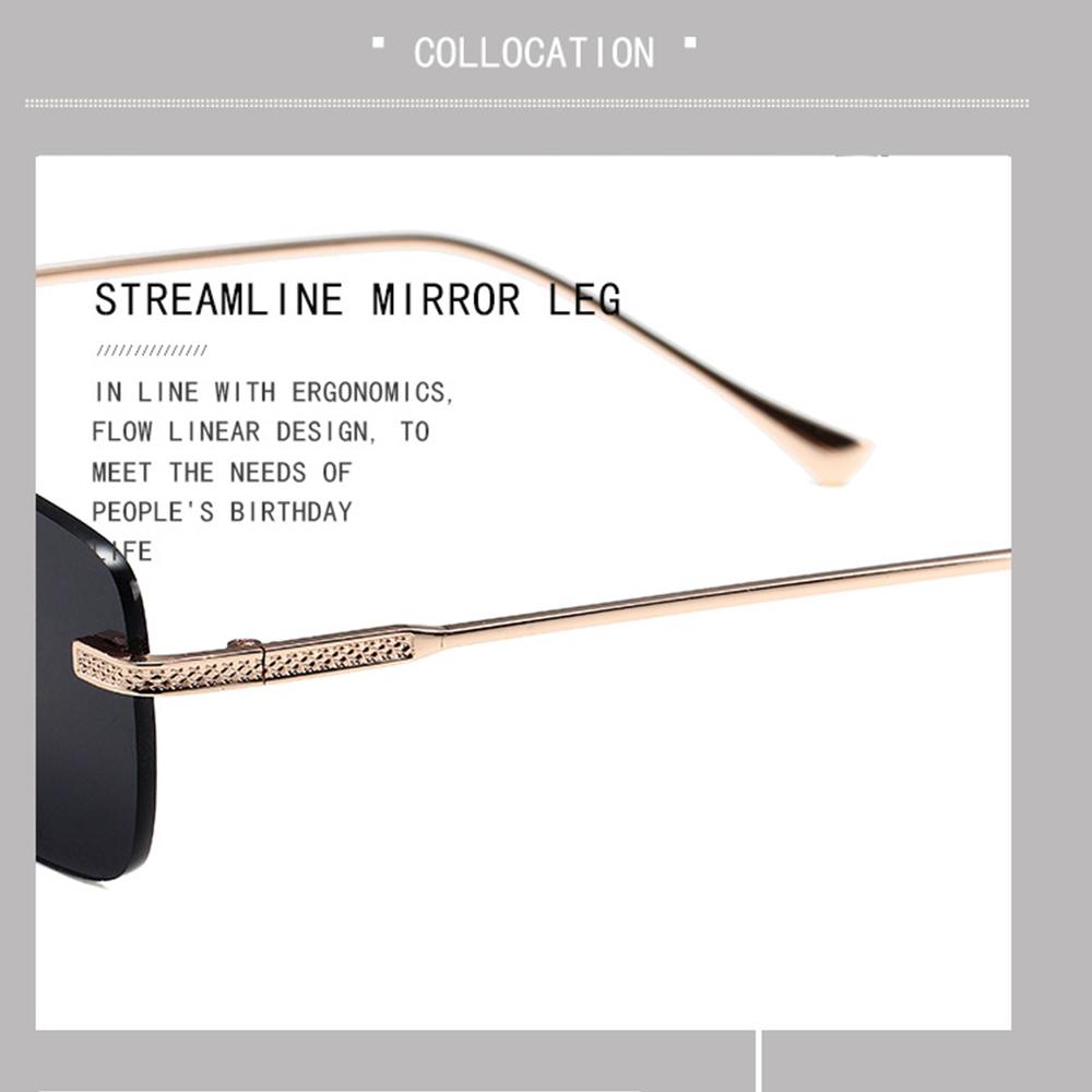 Rimless Punk Sun Glasses Small Rectangle Street Shoot Eyewear Ladies Metal Shades  for Women