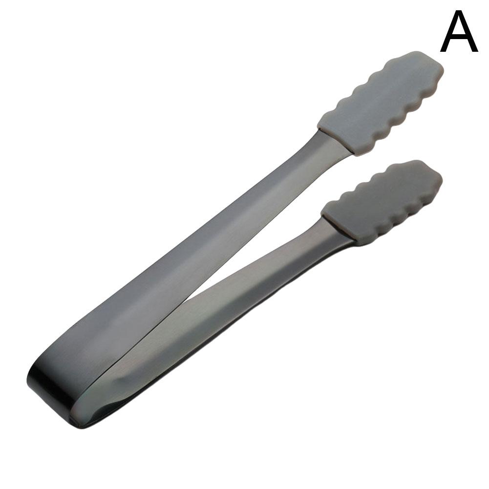 Steel Ice Tong Cube Clips With Silicone Antislip Dessert Sugar Head Barbecue For Kitc R0O9