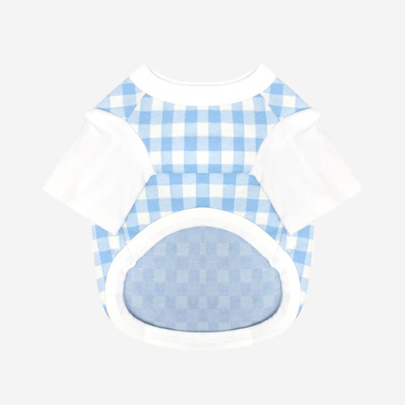 T-SHIRT KINIKINI BRUNCH CHECK-BLEU (T-shirt à manches courtes)