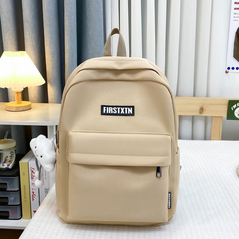 Schoolbag Female Korean Version Solid Color Simple Versatile Junior High School Backpack Simple Style College Student Niche Large Capacity Ins