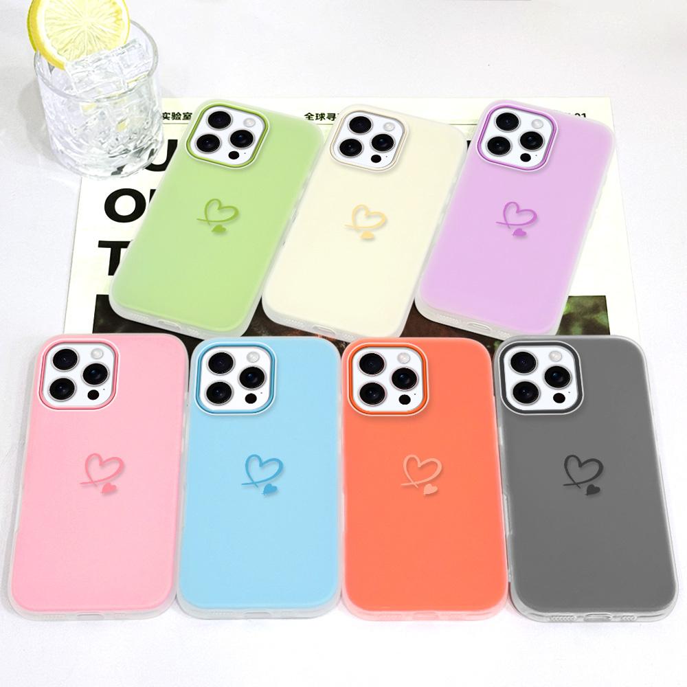 Simple Love Heart Phone Case For IPhone 14 13 12 11 Pro Max Mini 7 8 6 6S Plus X XS XR SE 2020 2022 Candy Colored Cover