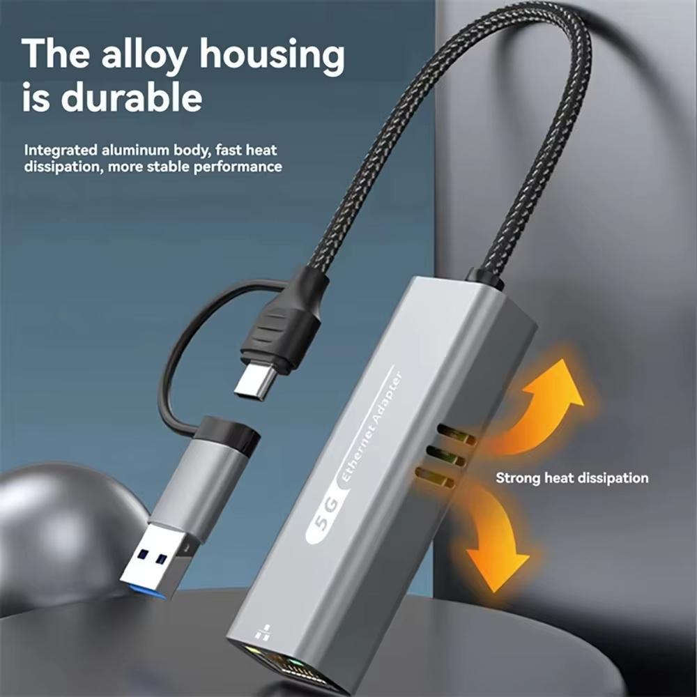 USB Ethernet Adapter USB3.1 Network 5000Mbps Card To Type C USB RJ45 Lan Adapter for Phone MacBook Laptop Desktop PC Accessories