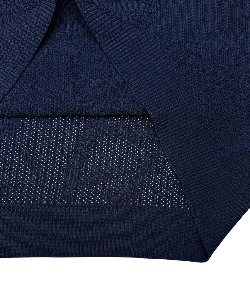 A MADE Viscose Flower Oversized Eyelet Knit (Navy)