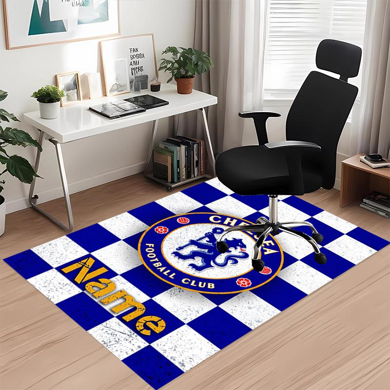 Custom Name Chelsea Football Club Printed Carpet Rug For Office Chair Living Room Bedroom Kitchen Room Decor Gifts