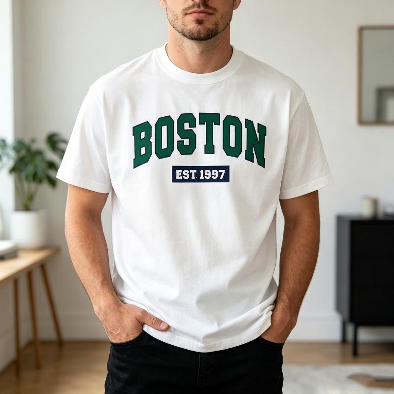 Boston EST 1997 Grafik T-Shirt Vintage USA Stadt Druck Unisex Kurzarm Lässiges T-Shirt Oberteil Oversized T-Shirt