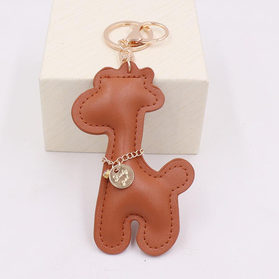 Cartoon Leather Giraffe Girl Bag Pendant Creative Belt Necklace Giraffe Keychain