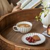 Flower Shaped Ceramic Coffee Cup Plate Set Retro Latte Flower Tea Water Cup  Afternoon Tea