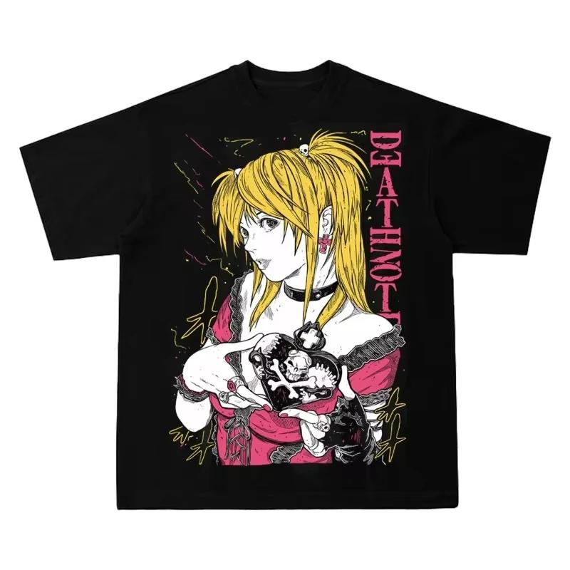 Trends Summer 2025 Cosplay Neutral Black and White Death Note Misa Amane T-Shirt Manga Anime Black T-Shirt Death Note Tops Tees