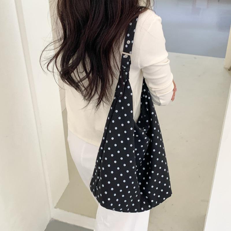 New casual polka dot bag women's cotton cloth trend original large-capacity tote bag lazy commuter shoulder bag women