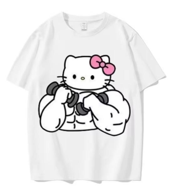 

2026 HelloKitty Sanrio Printed Cotton TShirt Summer Cartoon Design Childrens Roundneck Fashion LooseFitting Casual Wear L