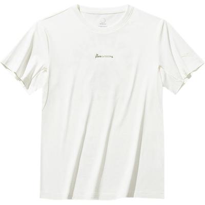 Outdoor Series Sports Casual Simple Solid Color Round Neck Pullover Short Sleeve T-Shirt Women T-Shirts Ivory 162526105-1