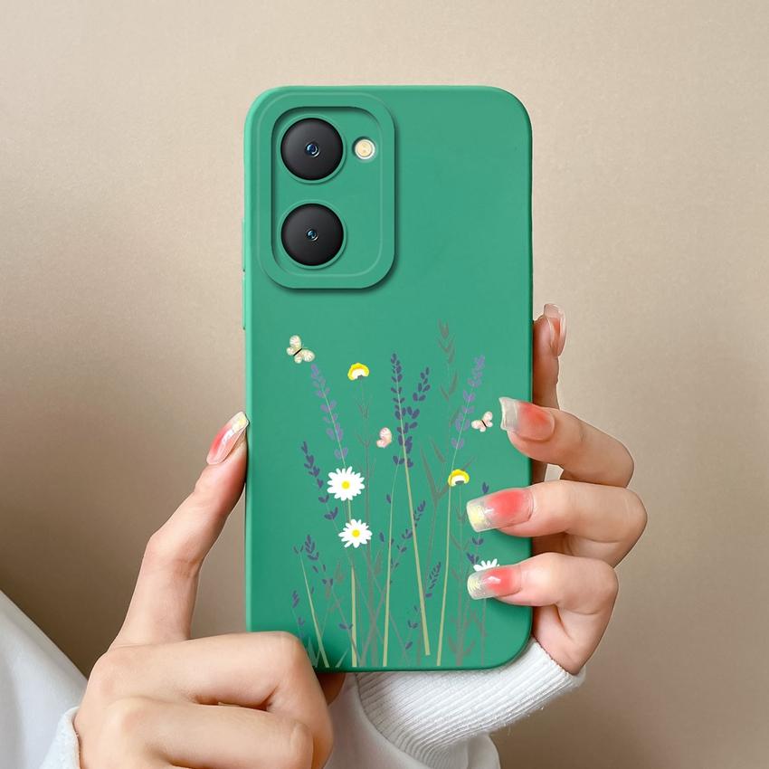 For Vivo Y03t Y02t iQOO U5x Z9 Lite Y400 Pro Y18i Y18t Cute Avocado Pattern Phone Case Lens Protection Liquid Silicone Shockproof Shell For Vivo Cover