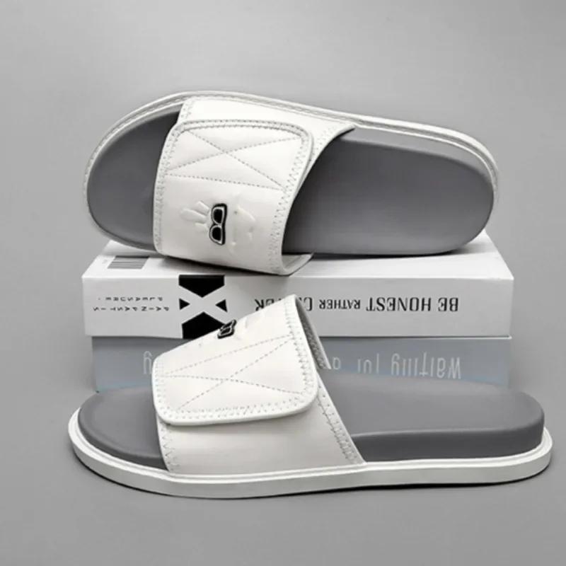 Genuine Leather Men's Slippers Original Brand Casual Slippers Fashion Outdoor Beach Sandals for Men Summer New Open Toe Slides