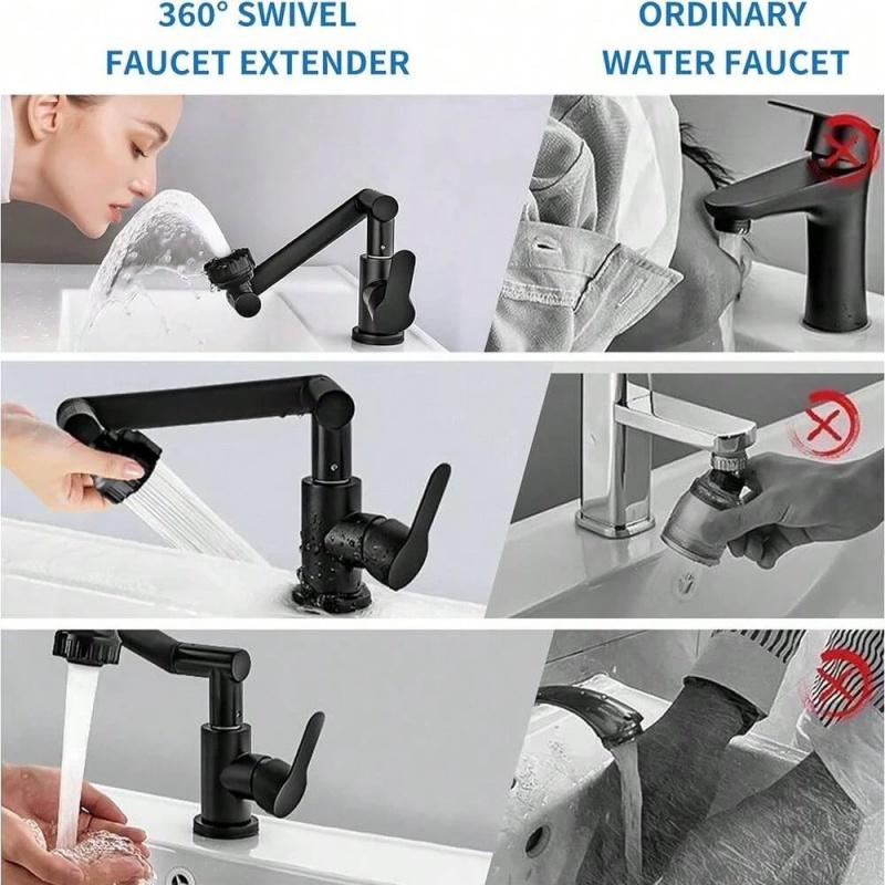 Universal Bathroom Sink Faucet with Hose 1080° Swivel Multifunction Cold and Hot Water Tap Kitchen Sink Faucet 2 Modes Water Tap