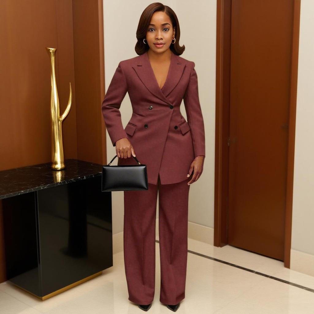 K3733 European Elegant Waist-Cinching Lapel Suit & Trousers Set
