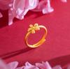 Vietnamese Gold-Plated Brass Peach Blossom Clover Ring - Adjustable Hot-Selling Style