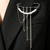 Minimalist Cross Jewelry Paperclip Chain Brooch—Unisex Punk Hip Hop Heart Pin with Tassel for Suits
