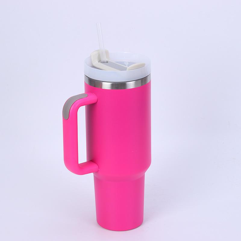 Large Capacity Insulated Stainless Steel Car Cup with Handle and Straw - Double Layer for Cold Retention (Ice Buster)