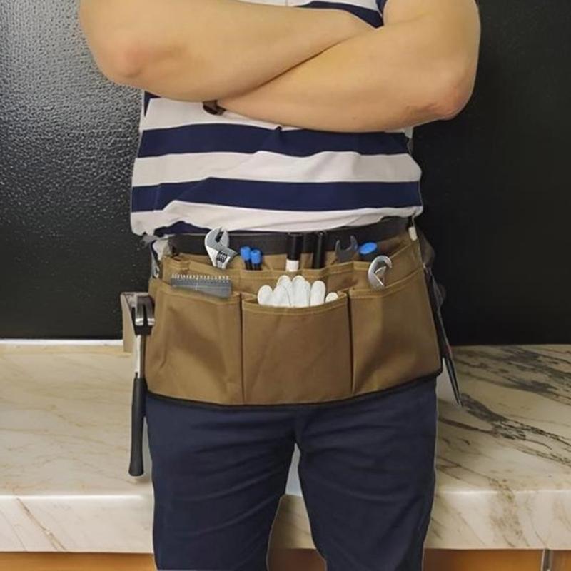 Durability Canvas Belt Tool Bag Tool Waist Bag For Gardener Technician Electrician Tool Organizers With Multiple Pockets