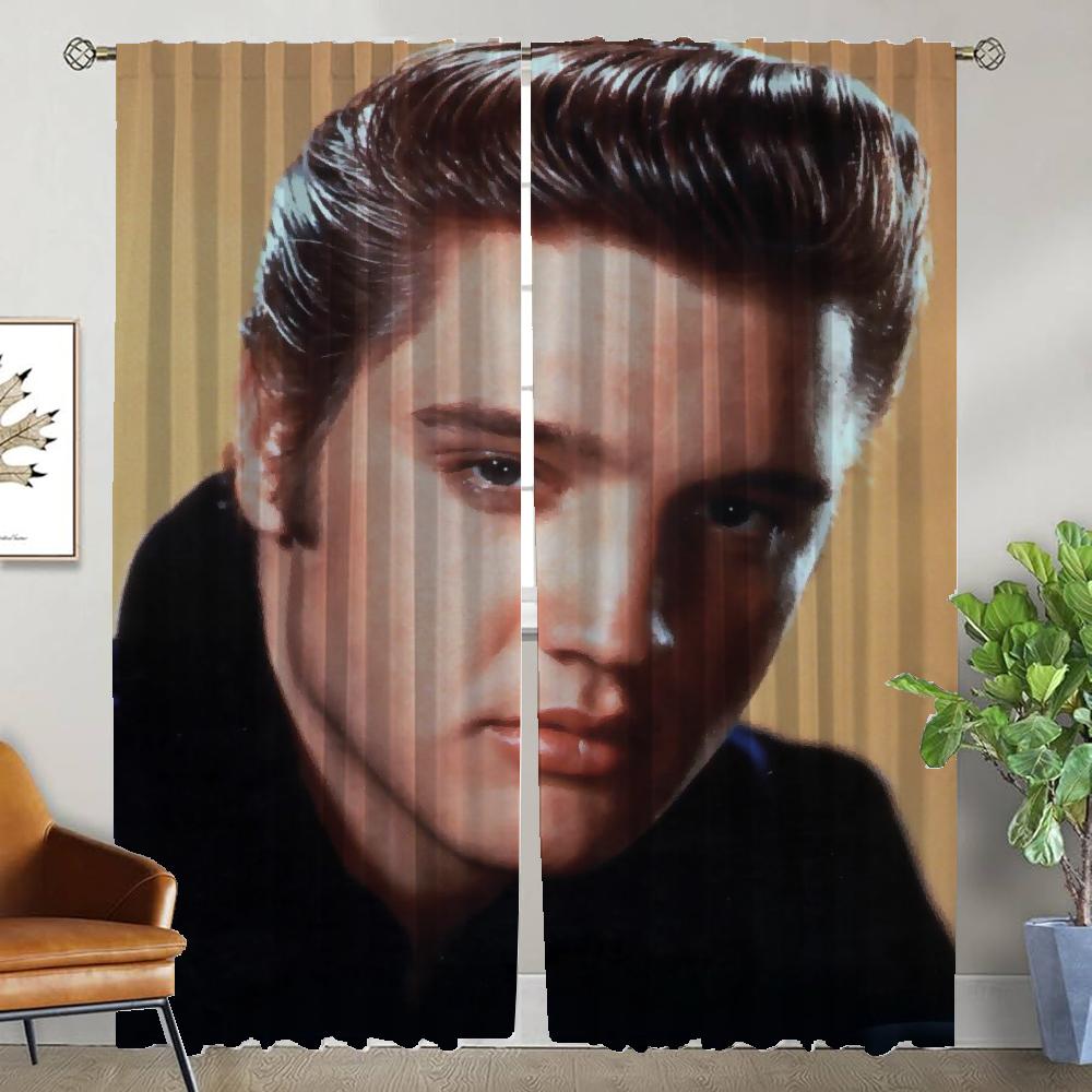 Perdele de Bucătărie E-Elvis pentru Cameră Perdele Moderne pentru Living 2 Bucăți Jaluzele Partiție Decorațiune Halloween Perdea Opacă