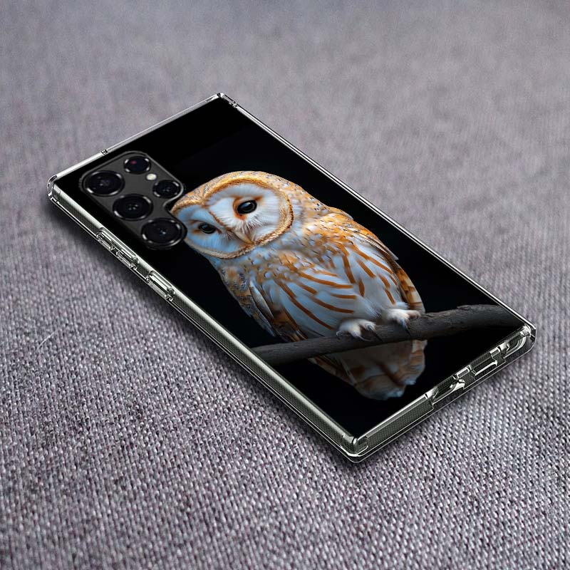 Owl in Winter Phone Case For Samsung Galaxy S24 S23 S21 S20 FE S22 S26 Ultra S25 Edge S10 Plus Cover Clear TPU Capa Shell Coque