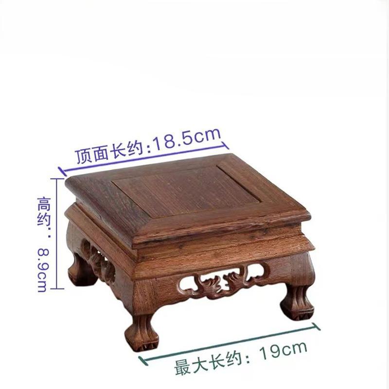 Retro Engraving Wooden Tea Tray Teapot Bases Bonsai Buddha Stand Fish Tank Pedestal Wooden Flowerpot Base Furniture Home Decor