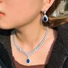 Korean Bridal Set: Eco-friendly Copper Necklace & Zircon Earrings for Weddings