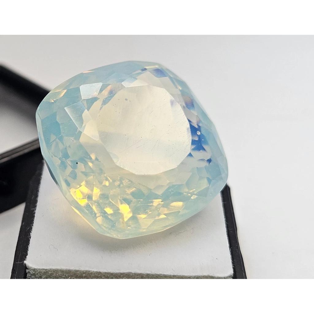 White Opal Blue Fire Natural 55+ Ct Cushion Cut Beautiful Certified Gemstone