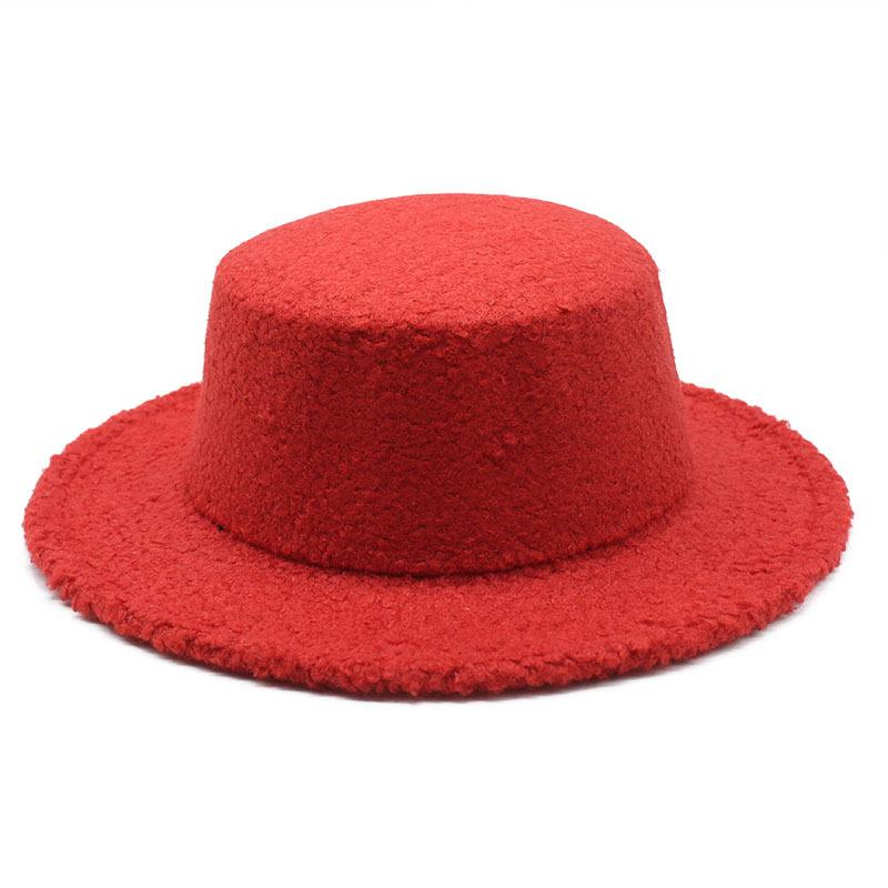 Hat Outdoor Vintage Flat Hat Top Hat Lamb Wool Hat Warm Jazz Hat