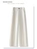 Beige Fleece-Lined Wide-Leg Woolen Pants for Women - New 2024 Autumn/Winter Collection