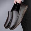 Men's Large Size Genuine Leather Casual Shoes - Non-Slip Thick Sole, Wear-Resistant, Ideal for Middle-Aged Wearers.
