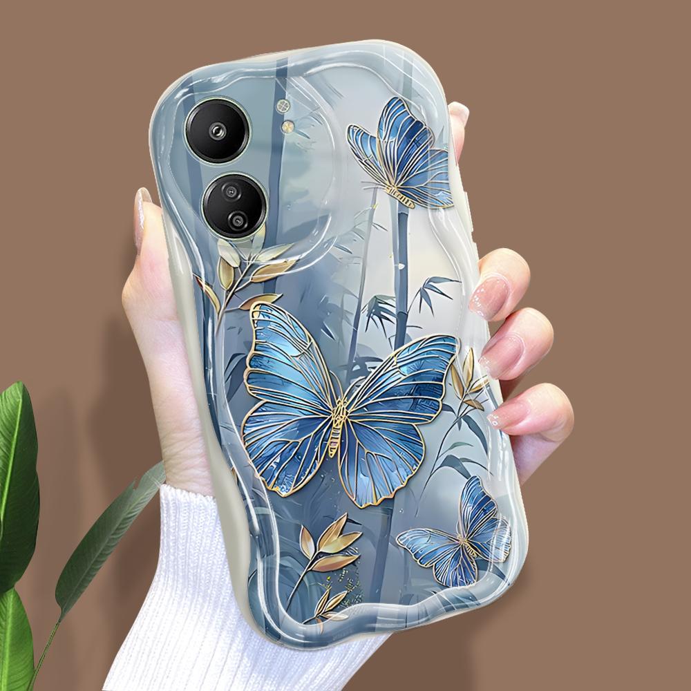 

Милый мультяшный узор, кремовая текстура, мягкий силиконовый чехол с волнистыми краями, чехол для телефона Xiaomi Redmi Redmi 13 белый