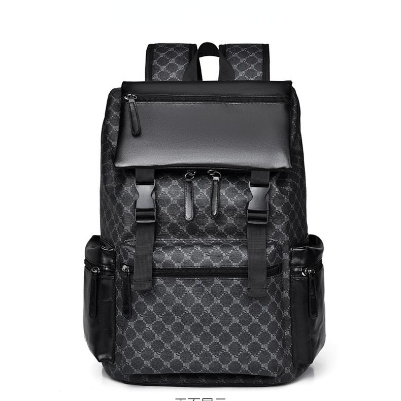

Роскошный мужской рюкзак большой емкости, кожаный дорожный рюкзак, повседневный студенческий школьный рюкзак, водонепроницаемый рюкзак zipper чёрный