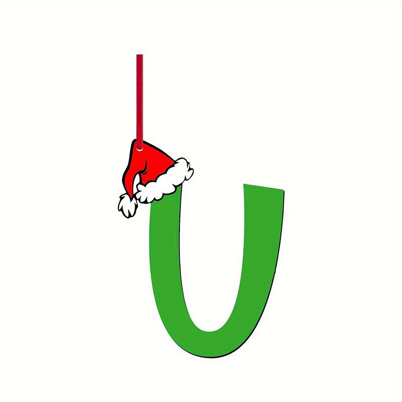 Green Elf Style 26 Letters Christmas Tree Hanging Ornaments DIY Craft Gift Tag Merry Christmas Decoration for Home 2026 New Year