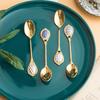 Stainless Steel Golden Coffee Milk Spoon Creative Stirring Spoon Elegent Ceramic Dessert Honey Spoons