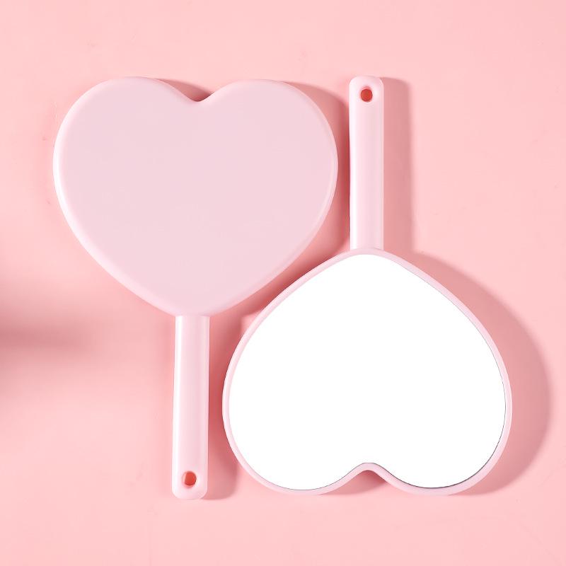 Heart-Shaped Mini Handheld HD Mirror with Custom Logo Capability - Plastic Design Makeup Accessory 8*12 cm Mini Heart Mirror розовый