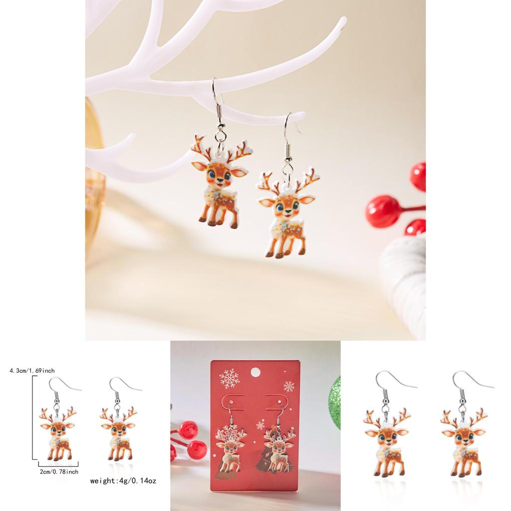 Holiday Themed Acrylic Ear Jewelry With Electroplated Finish For Winter Celebrations