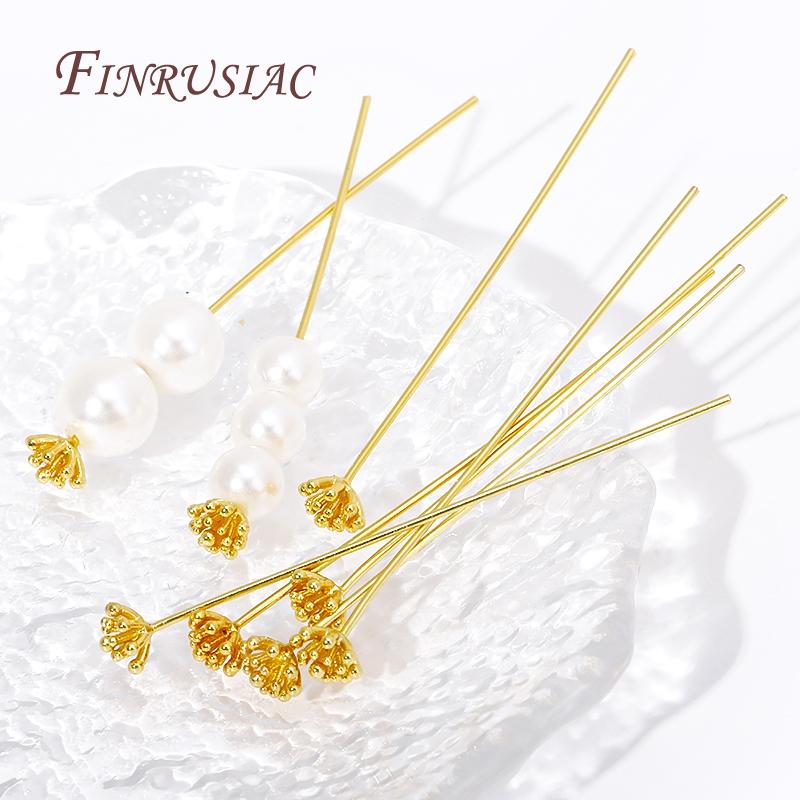 5/10Pcs 18K Gold Plated Flower Shaped Flat Pins For Beads,High Quality Pins For DIY Handmade Jewellery Making Accessories
